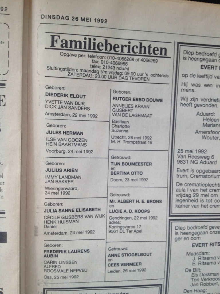 NRC familieberichten 1992