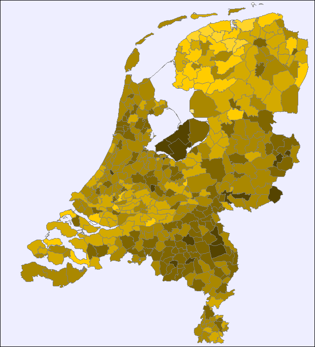 Populariteit voornamen Tom, Lars, Daan, Koen, Stijn in NL